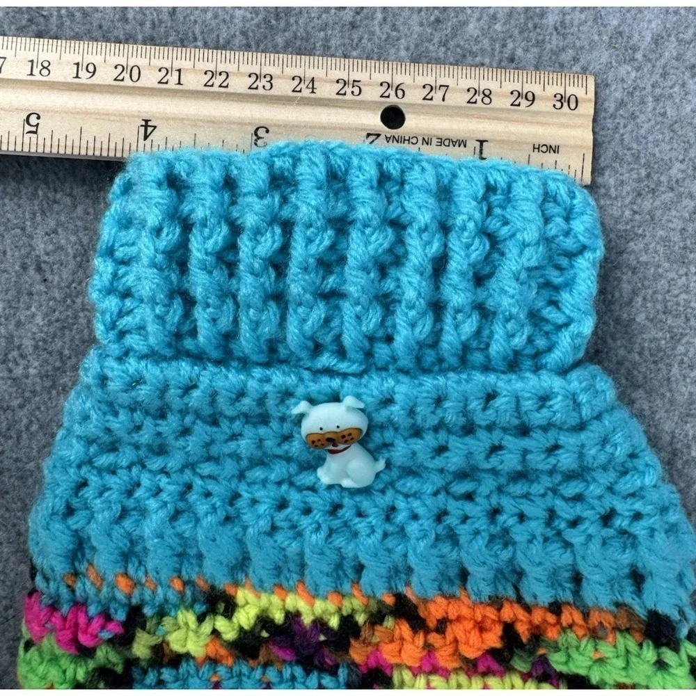X-Small Dog‎ Sweater Turquoise Variegated Handmade Crochet